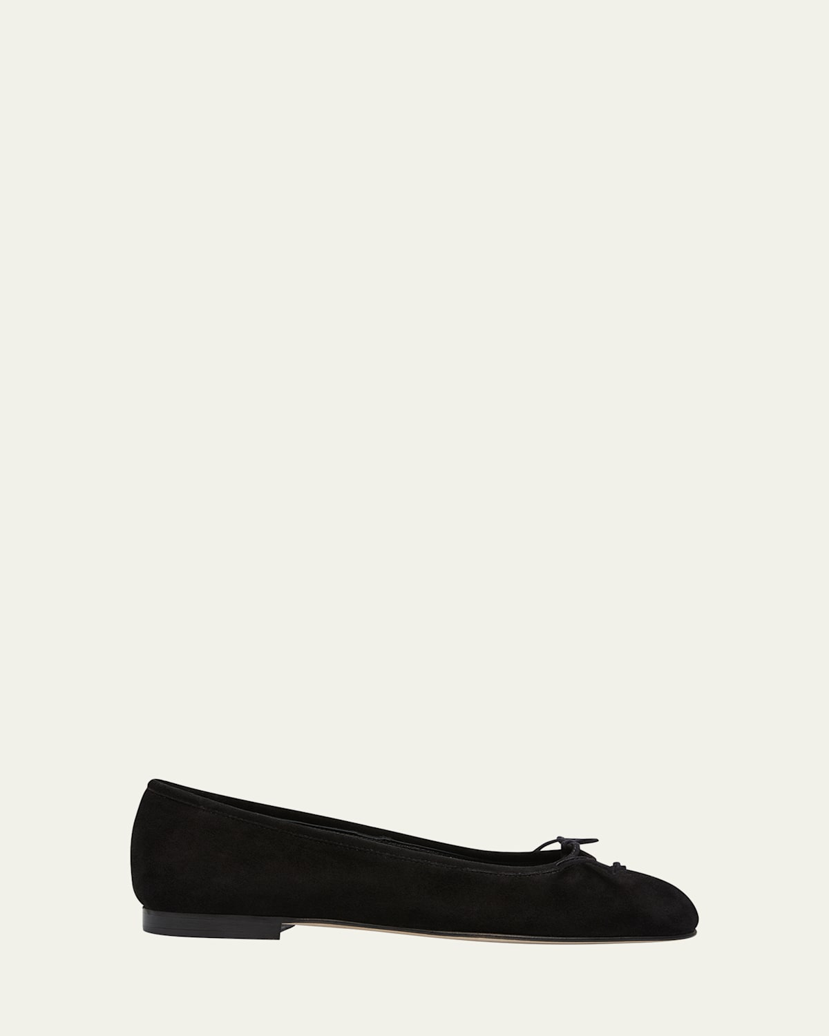Manolo Blahnik Veralli Suede Bow Ballerina Flats In Black