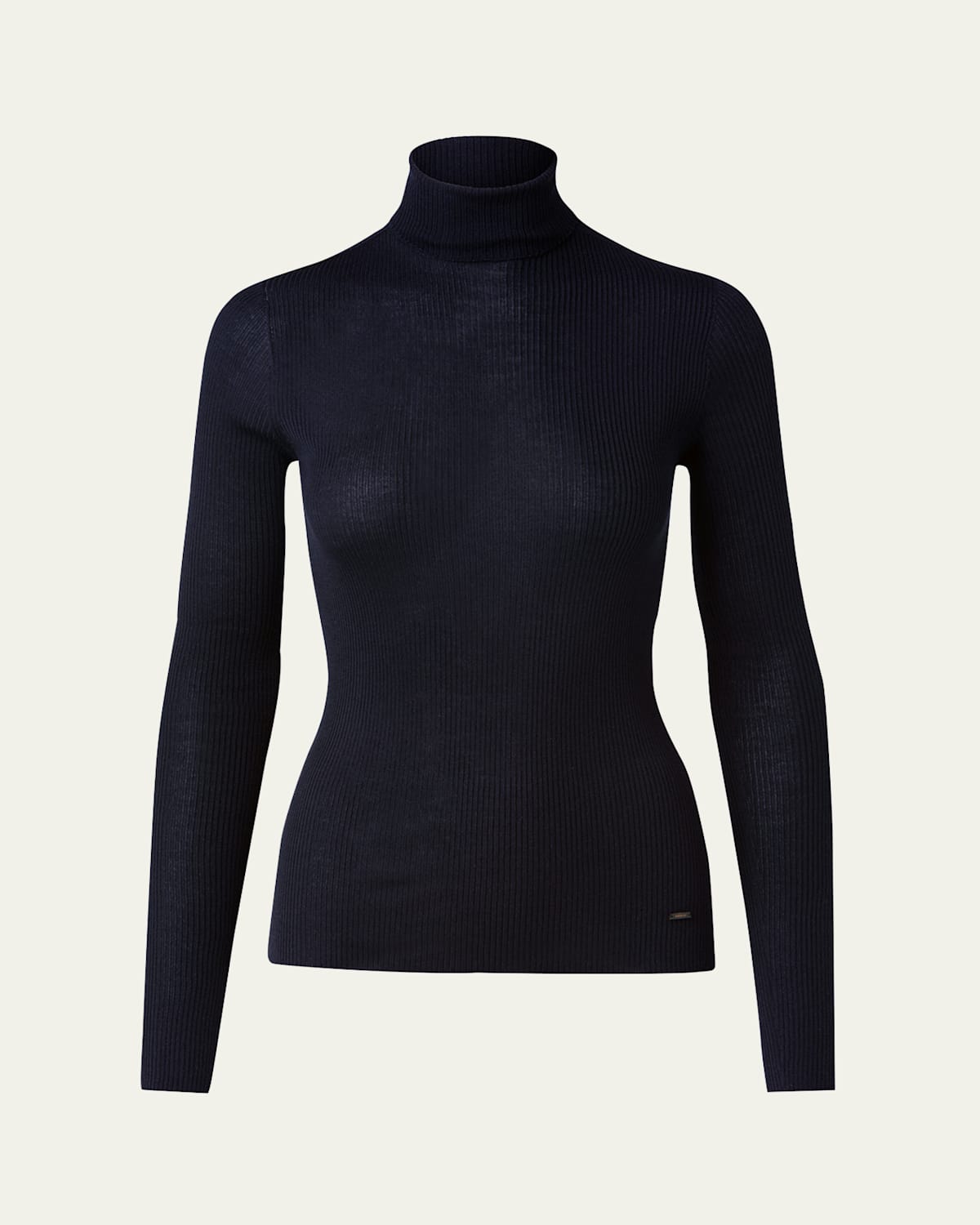 Cashmere-Silk Fine Ribbed Knit Pullover