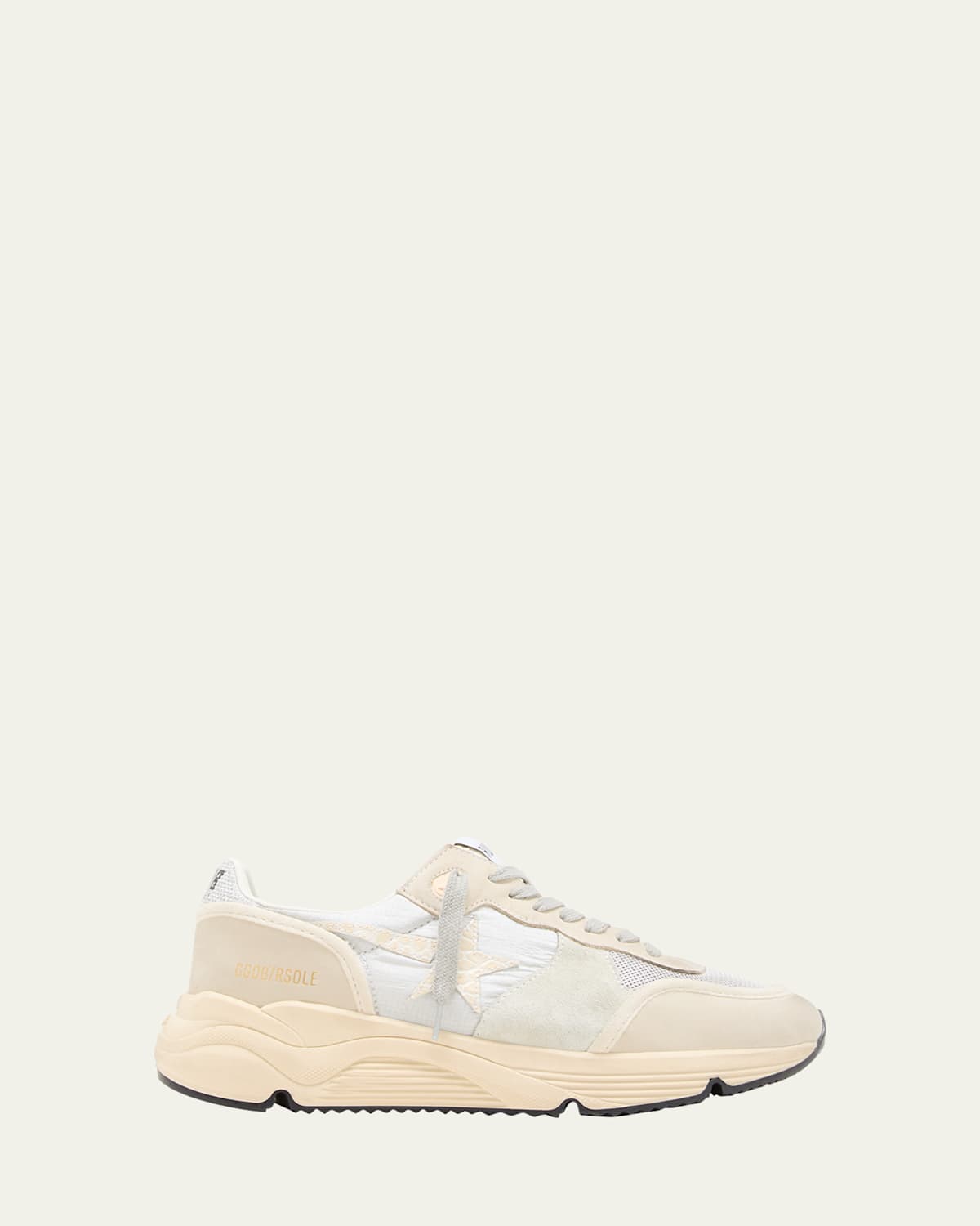 Golden Goose Star Nylon Leather Running Sneakers In Silver/ice/buttercre