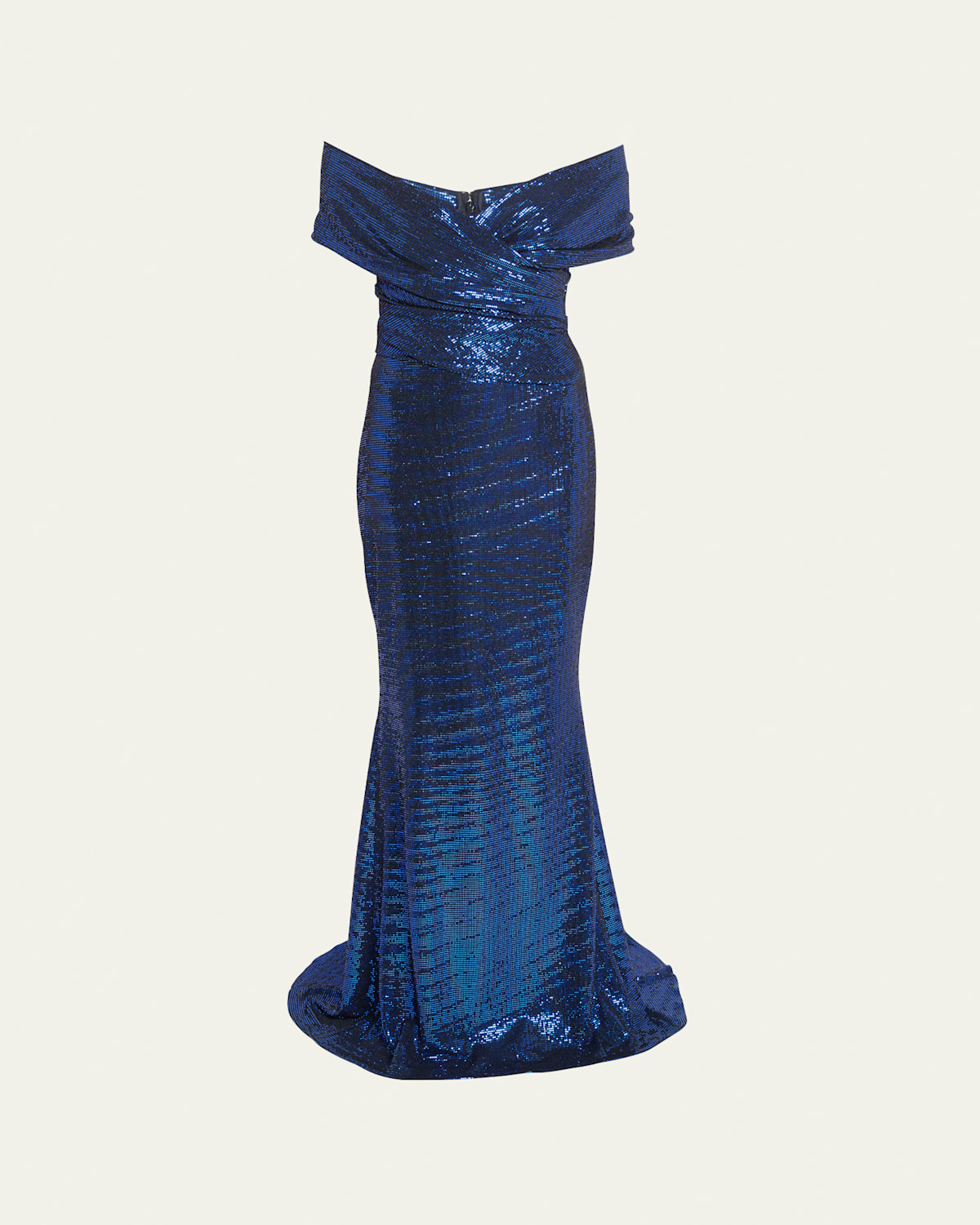 Off-Shoulder Sequin Evening Gown