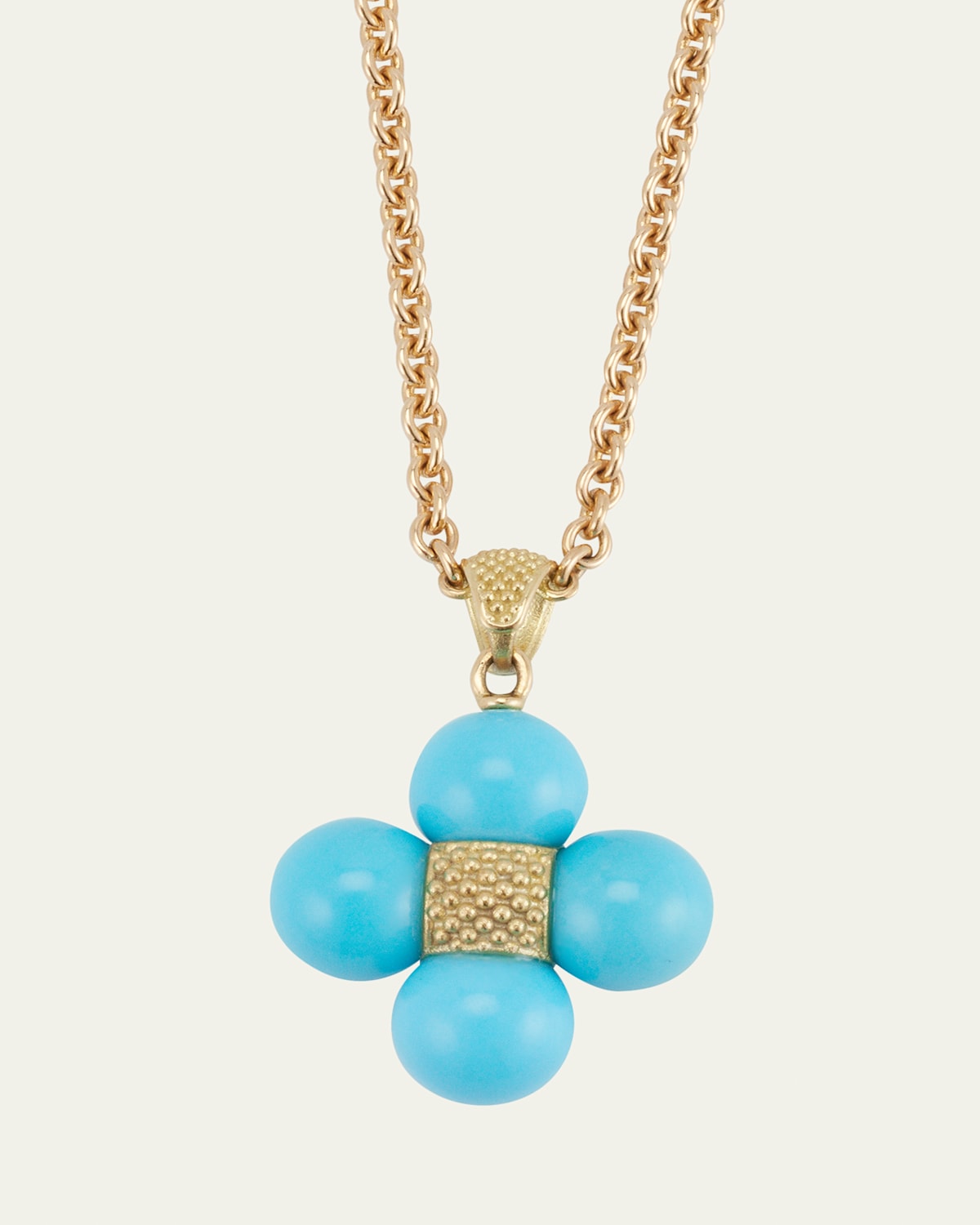 18K Yellow Gold Turquoise Pendant Necklace