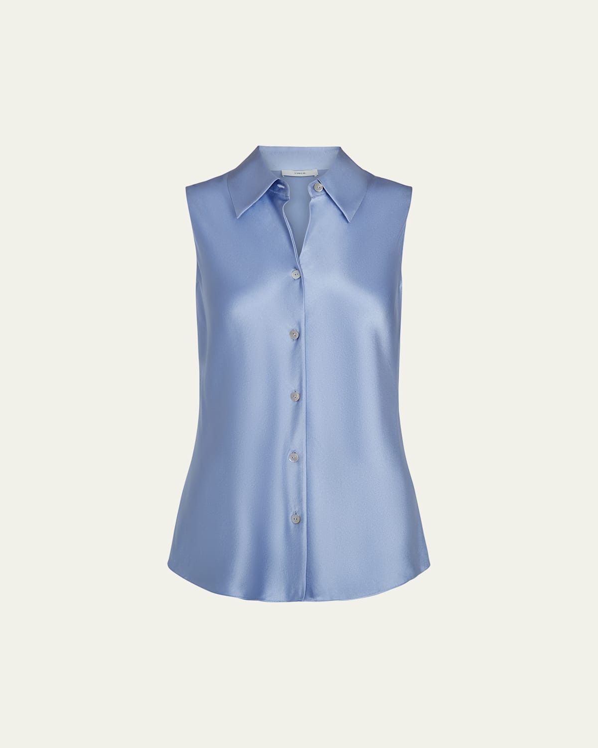 VINCE SLEEVELESS BIAS-CUT SILK SHIRT 