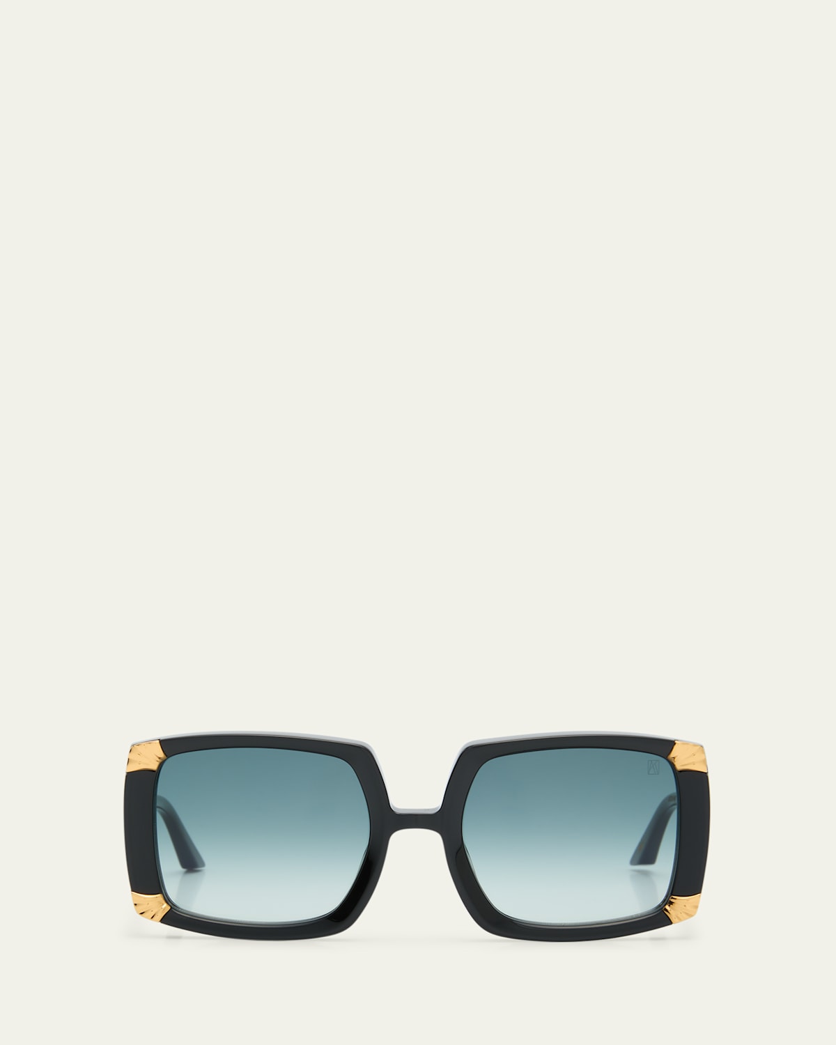 Strawberry Moon Square Black Acetate & Gold-Plated Steel Sunglasses