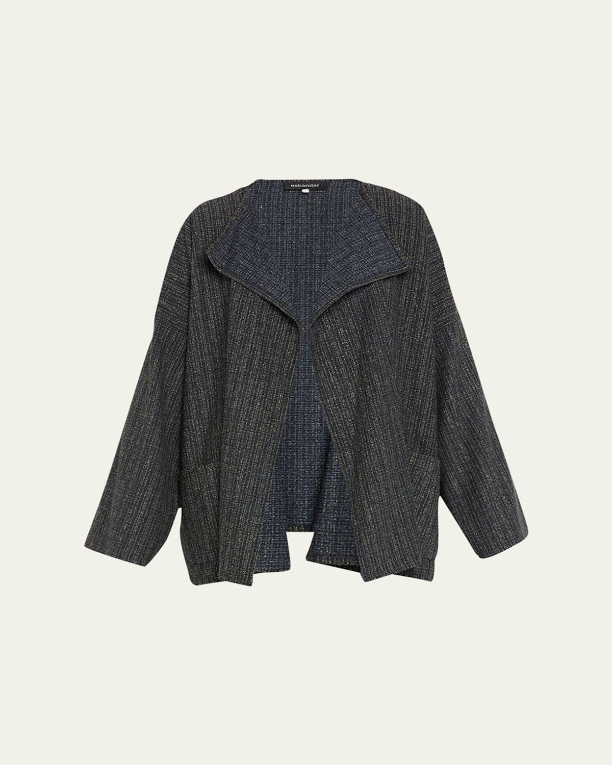 Eskandar Mid Plus Wool Short Jacket In Tealdark