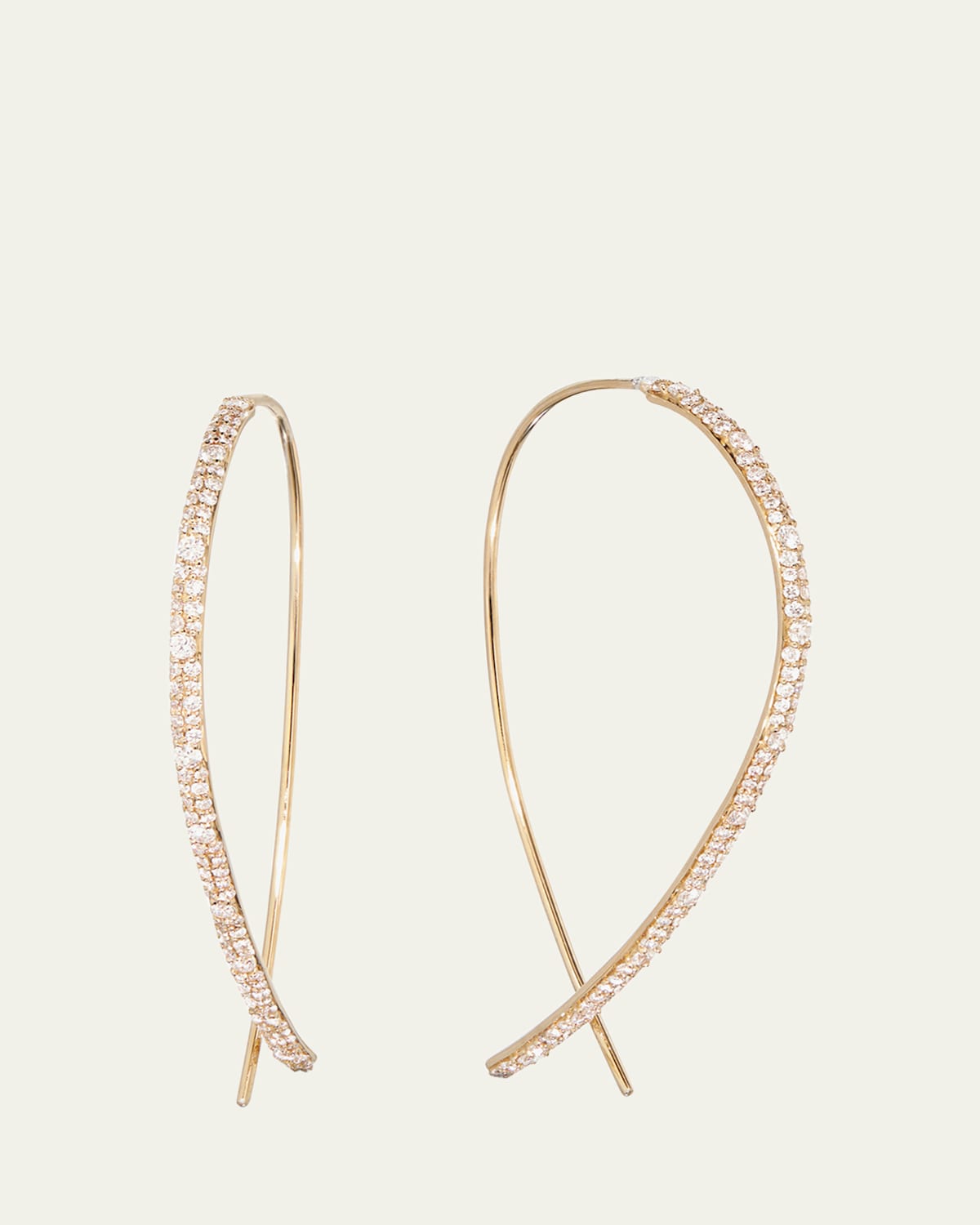 14k Small Oval Magic Hoop Earrings with Diamonds