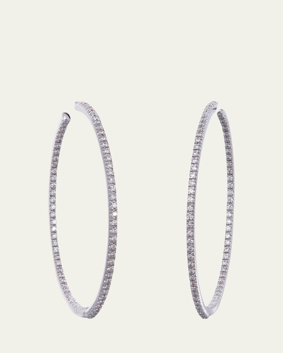 18K White Gold Perfect Hoop Earrings with Diamonds