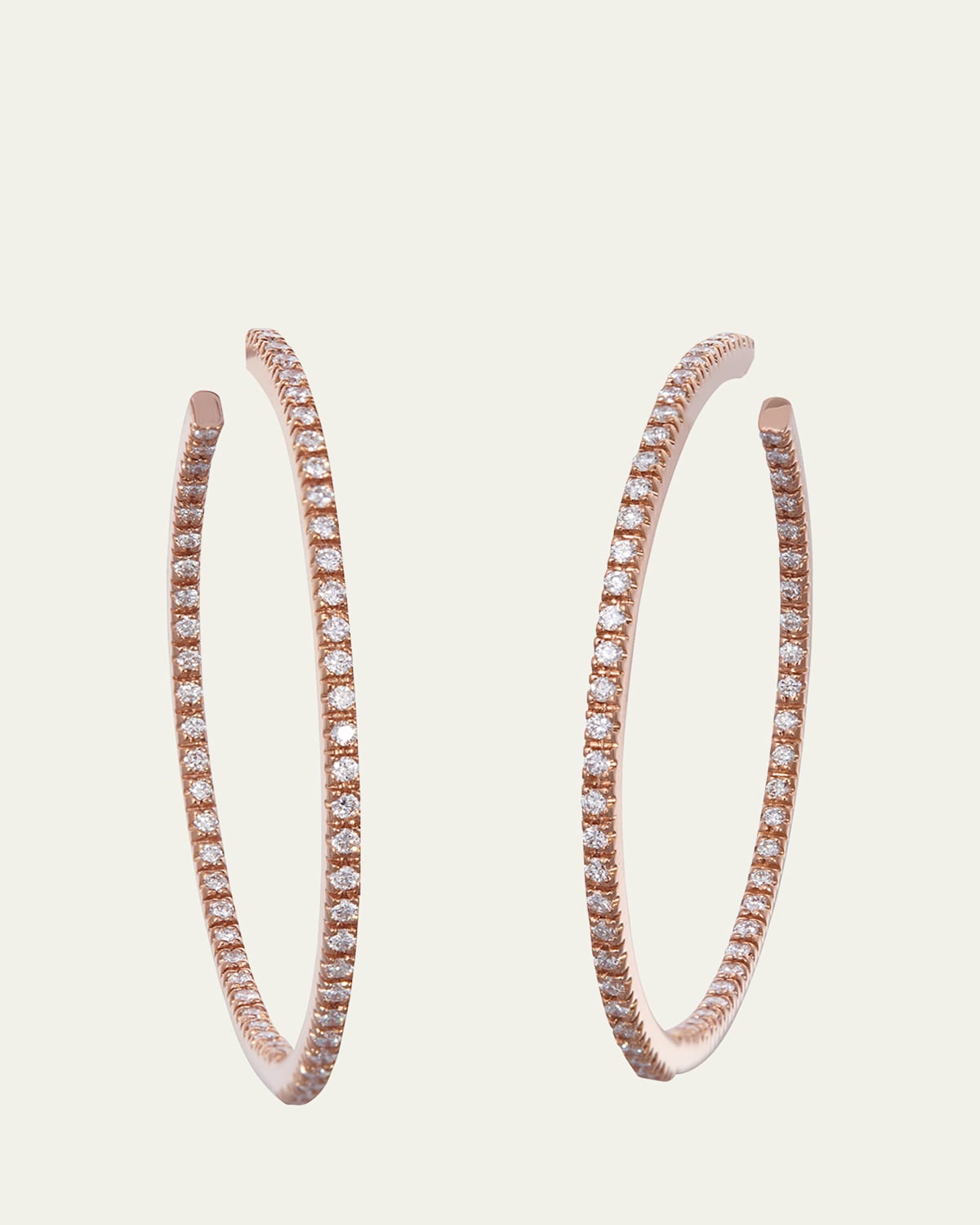 18K Rose Gold Diamond Round Small Perfect Hoop Earrings