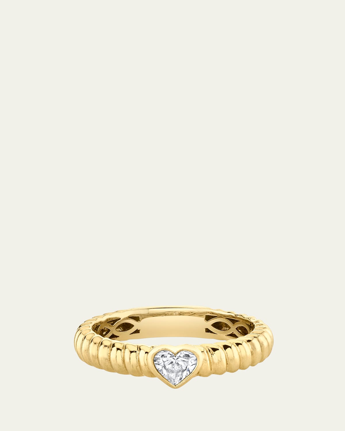 Anita Ko 18K Yellow Gold Thin Zoe Ring with Heart Diamond