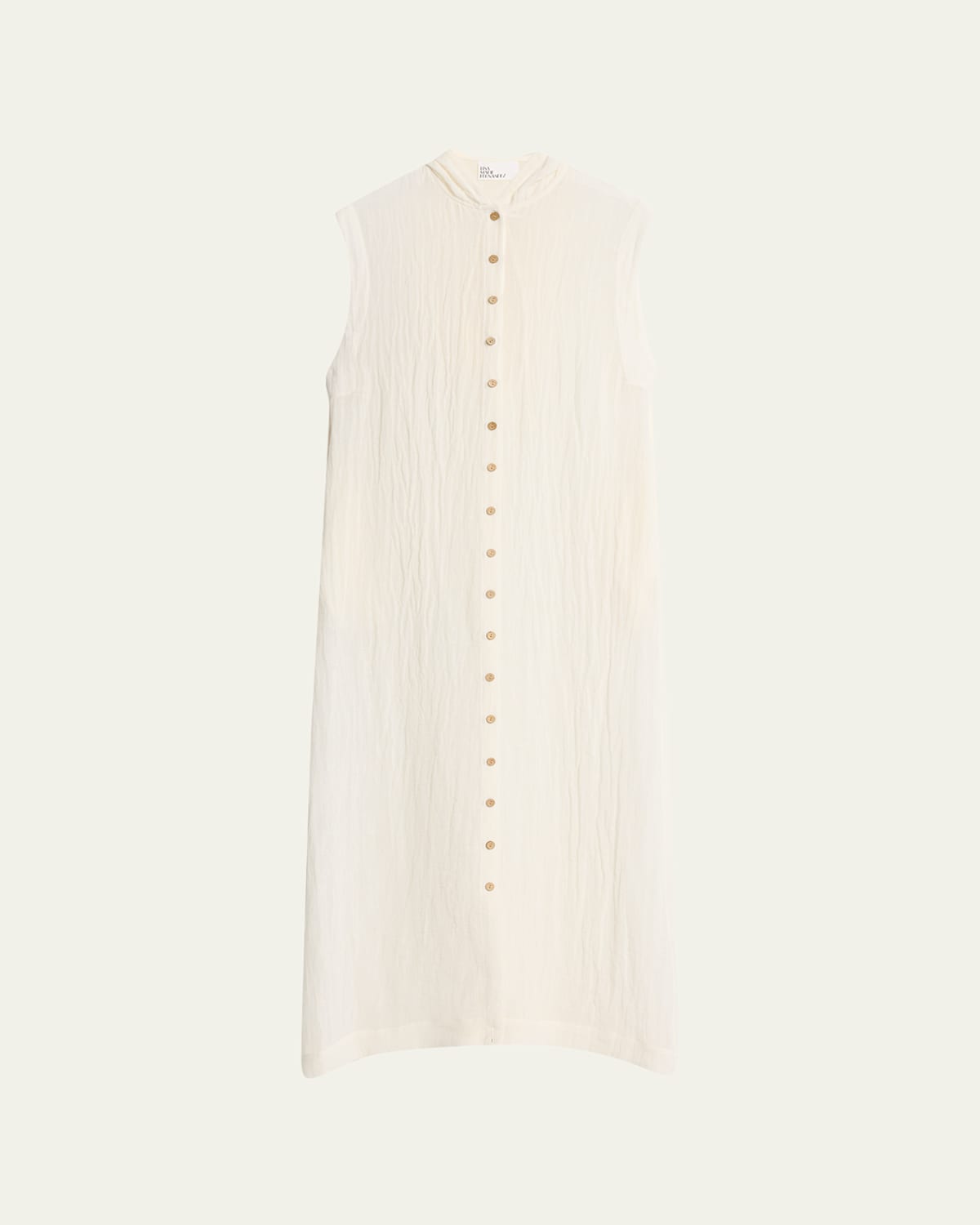 LISA MARIE FERNANDEZ SHEER BUTTON-FRONT SLEEVELESS CAFTAN 
