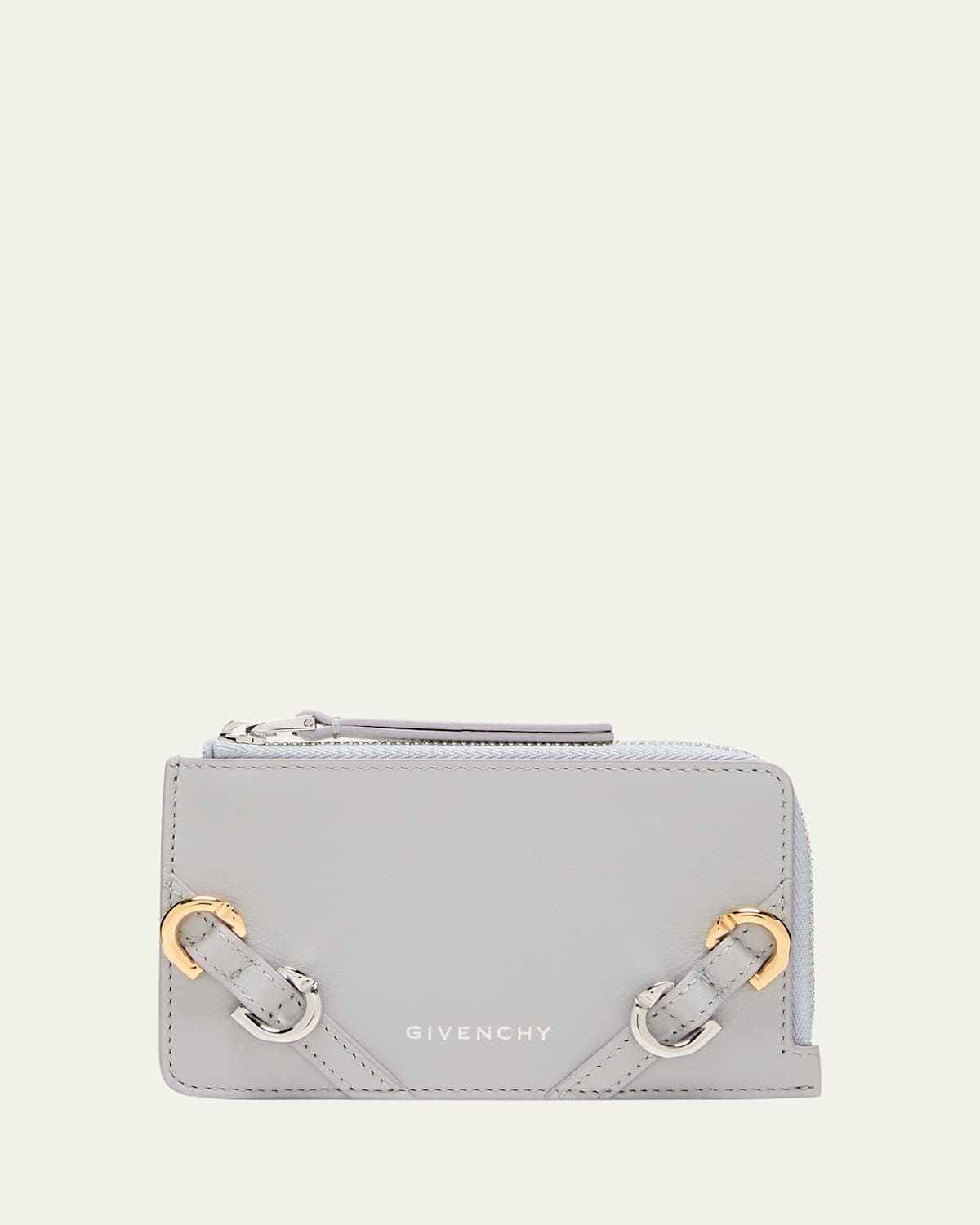 Givenchy Gray Voyou Zipped Card Holder In Black