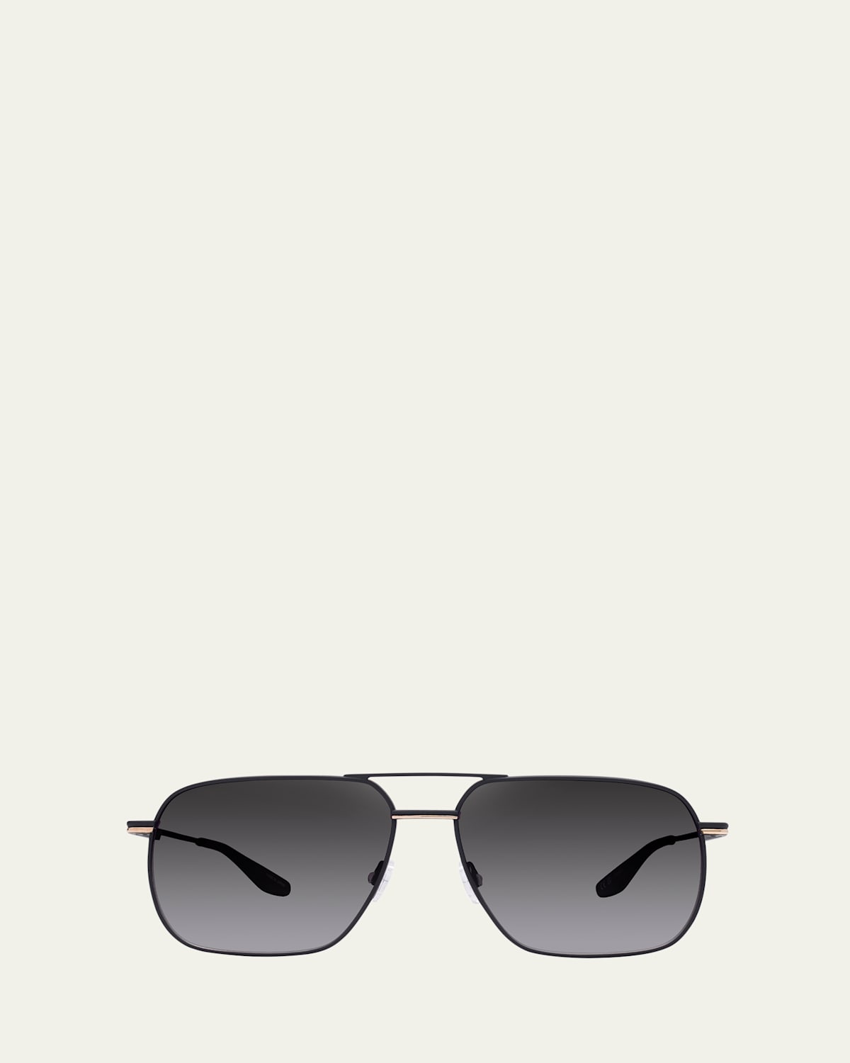 Shop Barton Perreira Men's Royale Titanium Aviator Sunglasses In Black Satin/gold/smolder