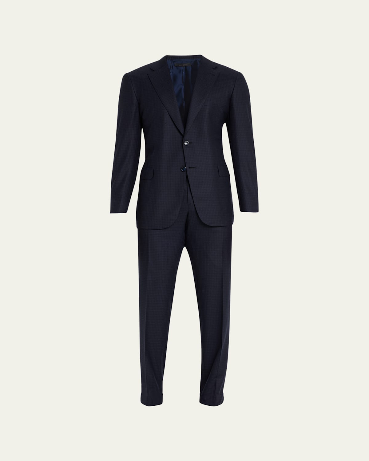Men's Brun Wool Micro Check Suit