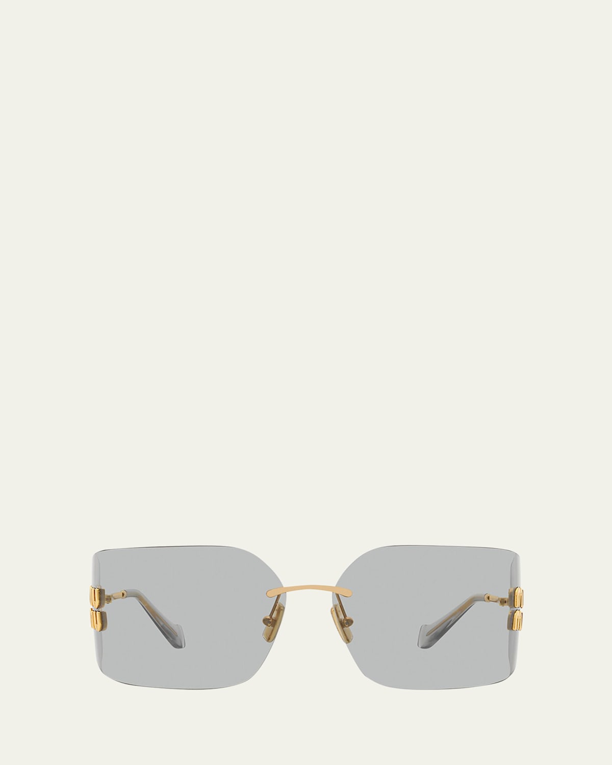 Miu Miu Mu 54ys 80 Rimless Titanium Wrap Sunglasses In Gray