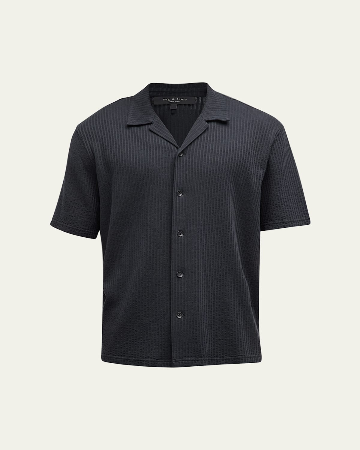 Rag & Bone Men's Avery Seersucker Camp Shirt In Black