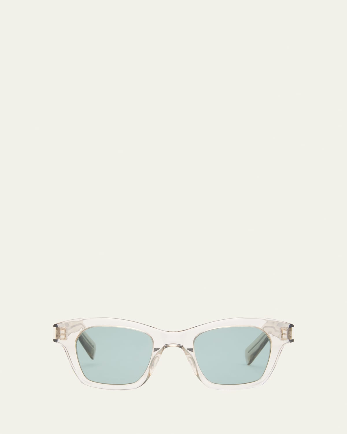Saint Laurent Sl 592 Acetate Rectangle Sunglasses In Shiny Transparent Beige