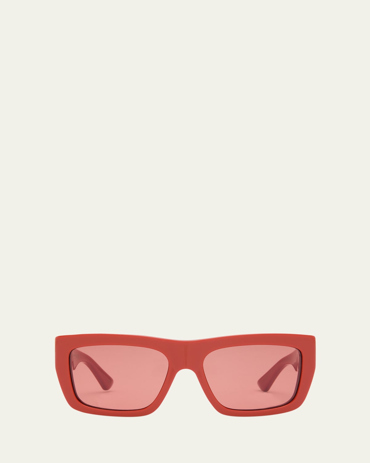 Bottega Veneta Acetate & Metal Rectangle Sunglasses In Shiny Solid Orange Opium
