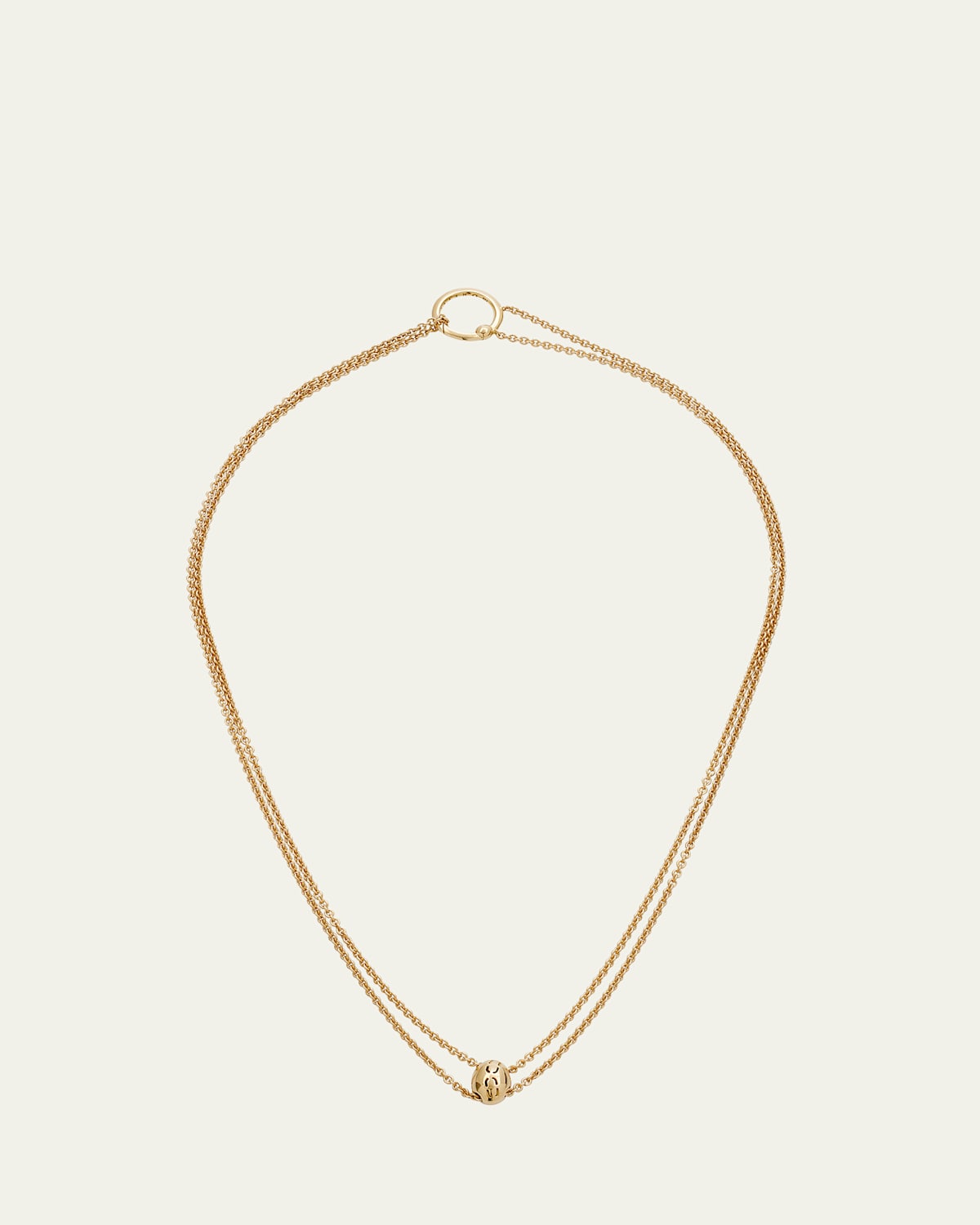 18K Yellow Gold Meditation Bell Slider Chain, 36"L