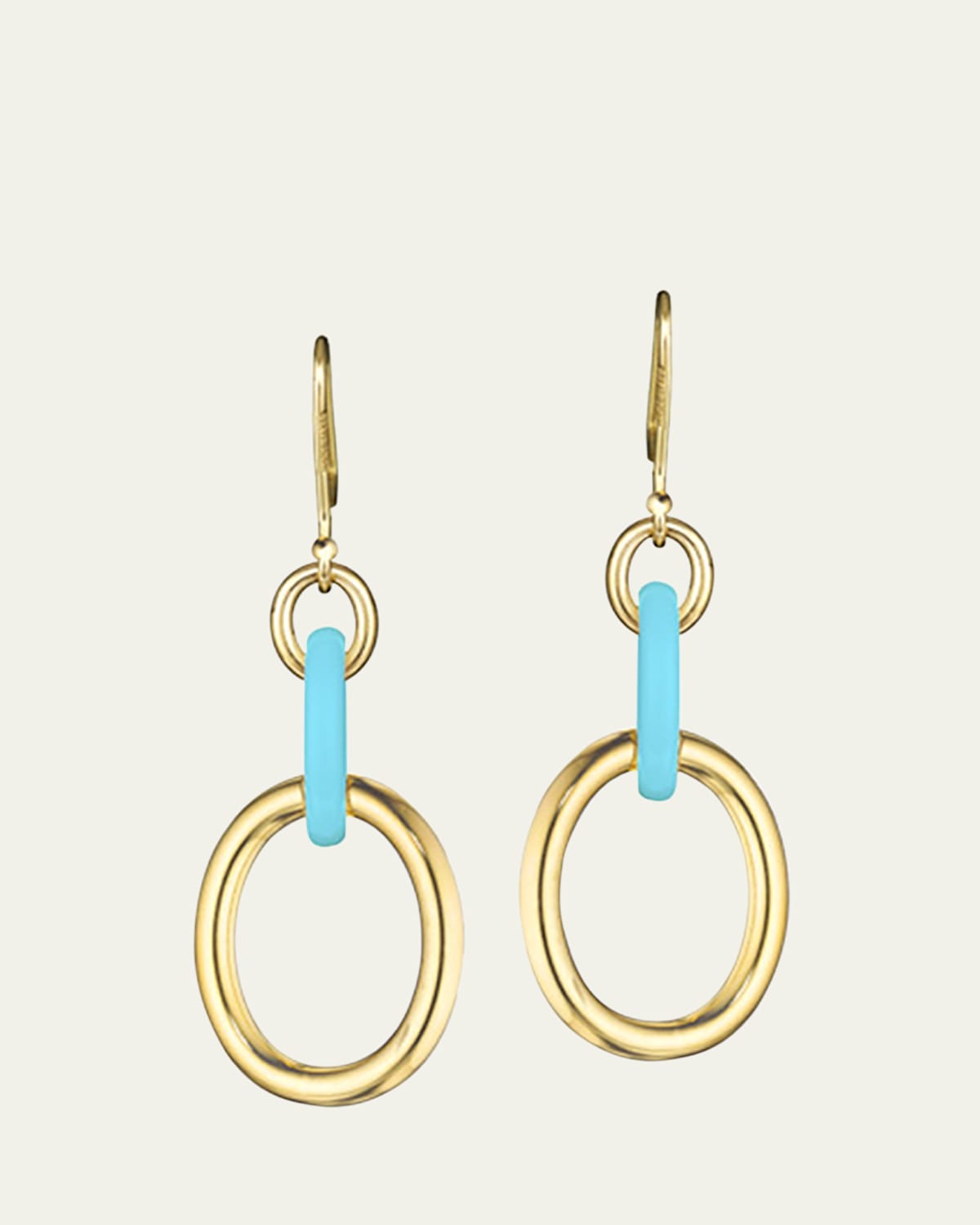 18K Yellow Gold and Turquoise Drop Earrings