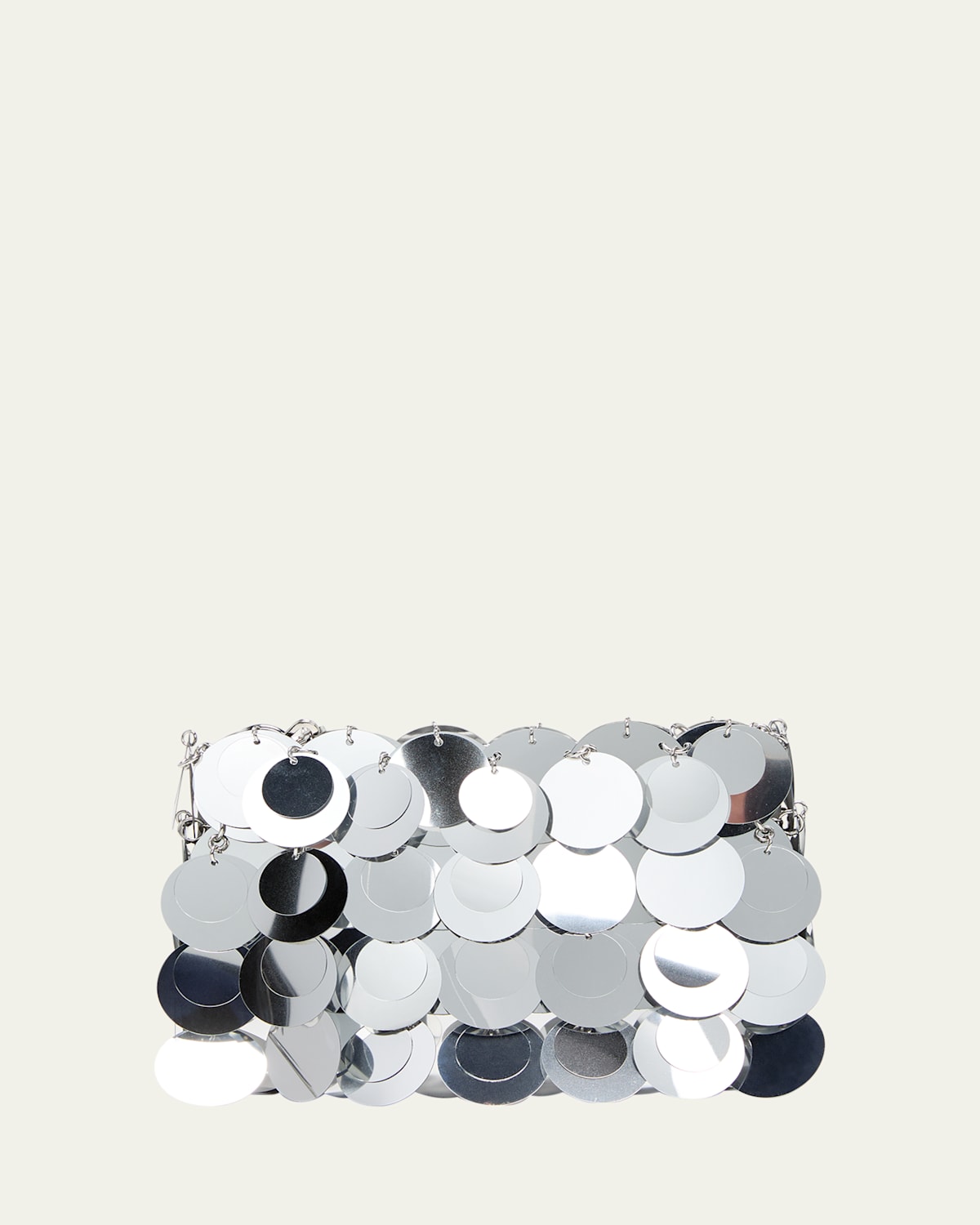 Rabanne Nano Sparkle Sequins Shoulder Bag In Silver
