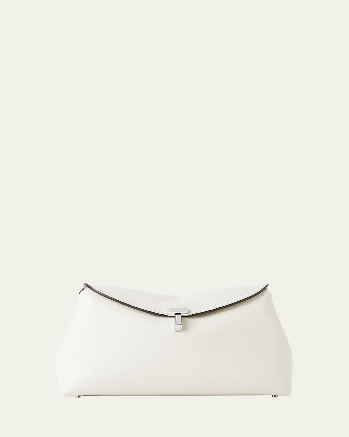 Totême T-lock Top Handle Bag In Pebble Grain Leather In Milk