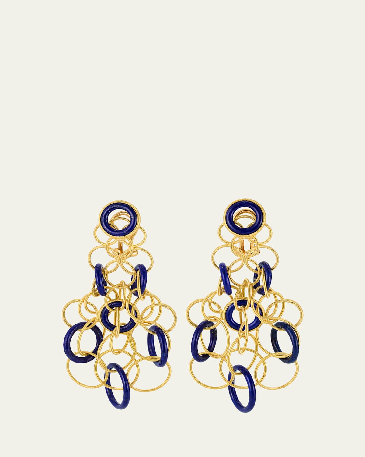 Hawaii Color 18K Yellow Gold Lapis Lazuli Earrings, 7cm