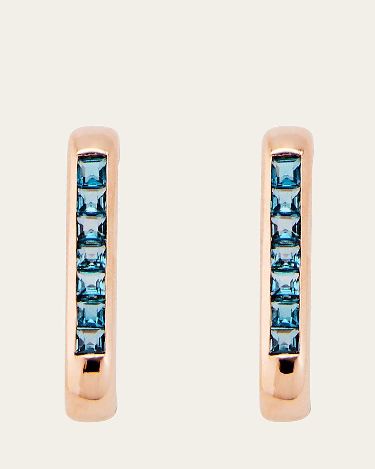 14k Rose Gold Barre Blue Topaz Earlobe Wrap Earrings