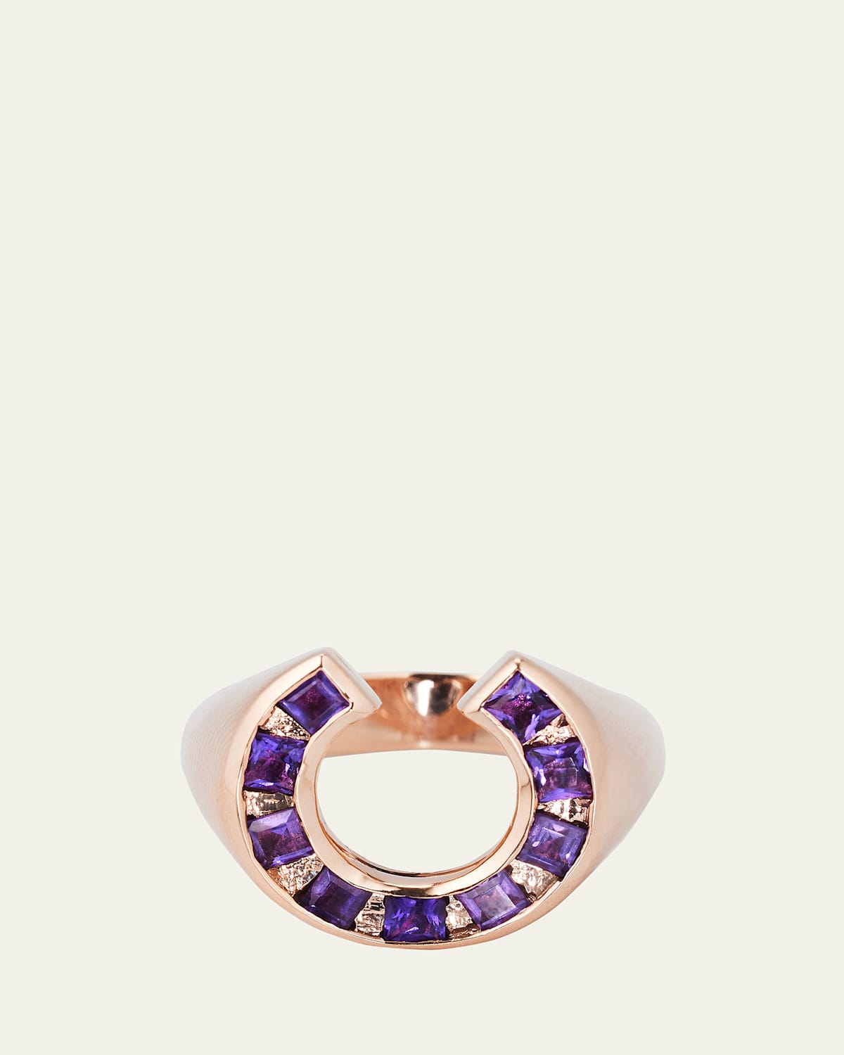14k Rose Gold Sundial Amethyst Ring