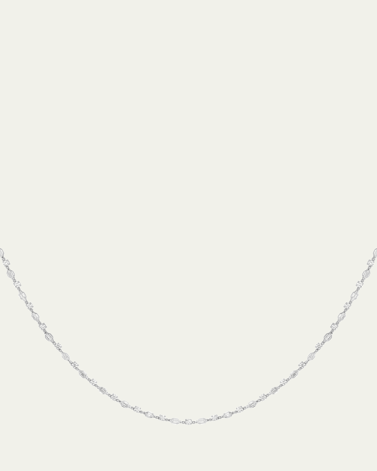 18K White Gold Hexagonal Diamond Necklace