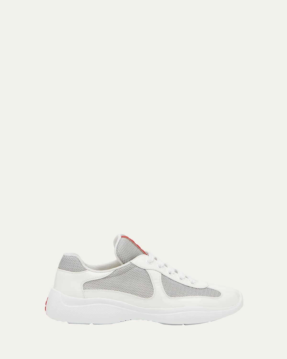 Prada Mesh Stitching Leisure Sports Shoes In White Silver