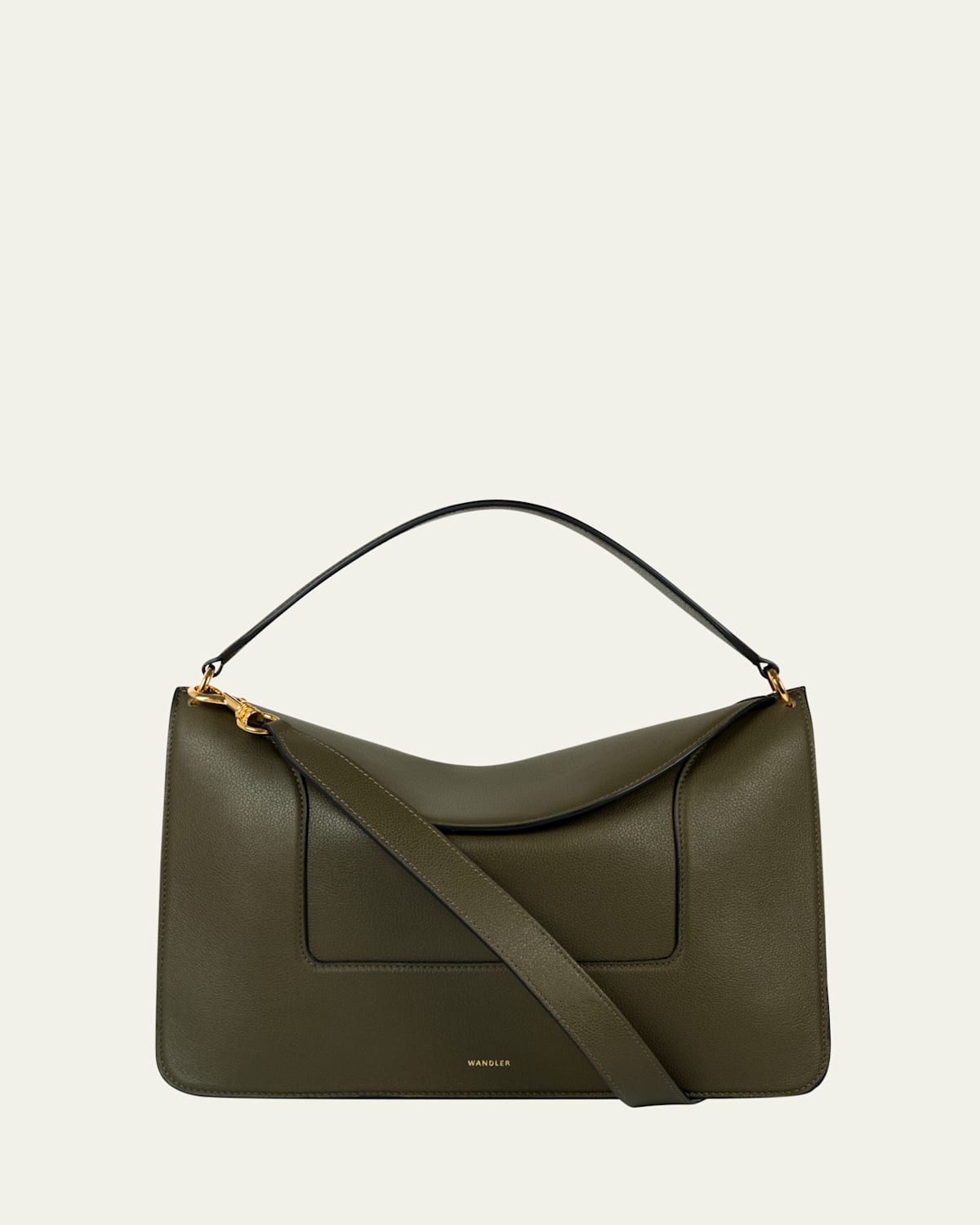 Shop Wandler Penelope Grained Leather Shoulder Bag In Camouflage Crust