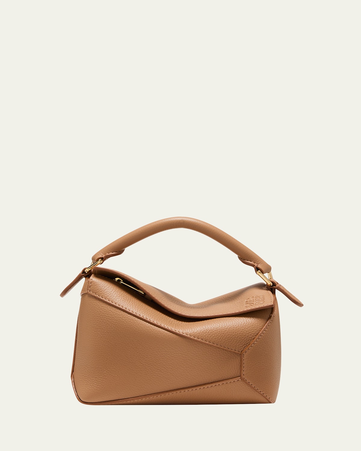 Puzzle Edge Mini Top-Handle Bag in Grained Leather
