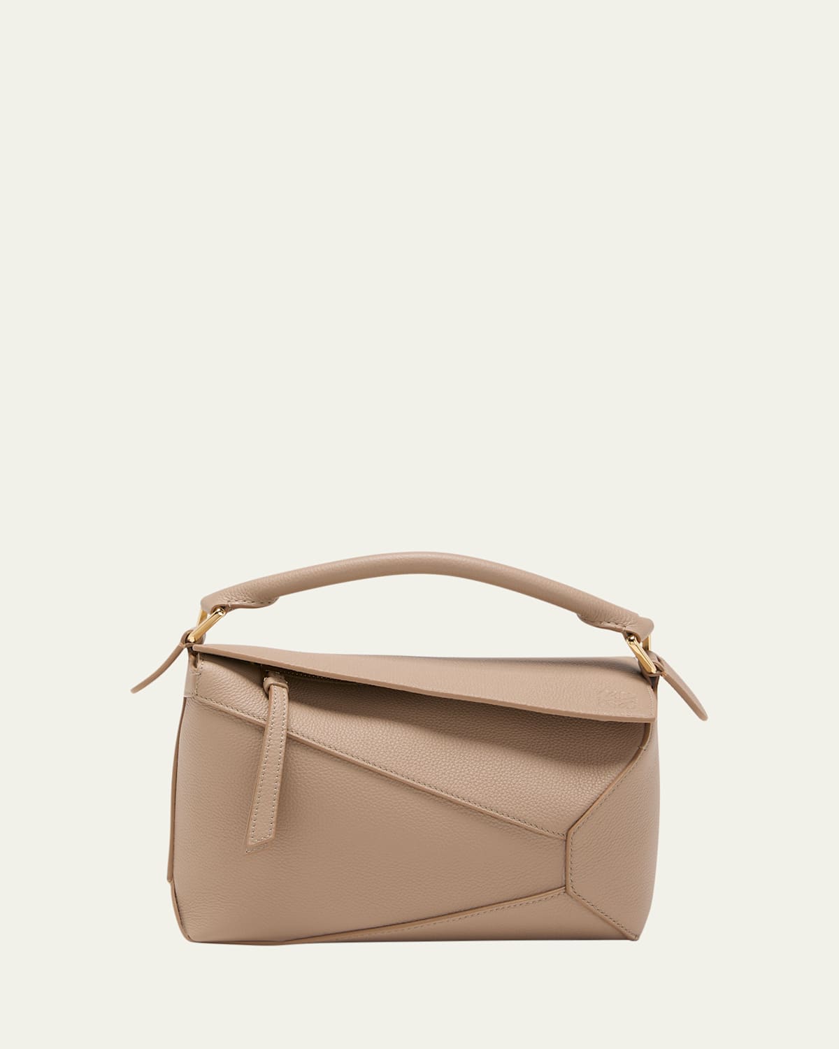Puzzle Edge Small Top-Handle Bag in Soft Grained Leather