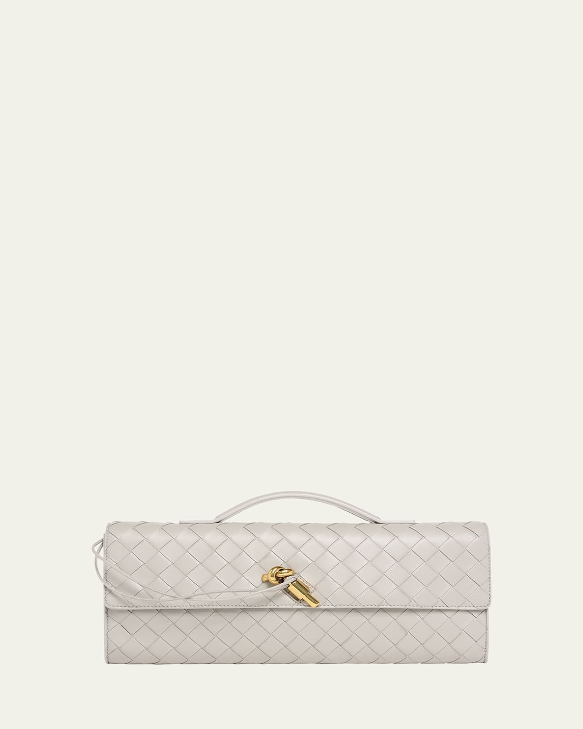 Bottega Veneta Long Andiamo Clutch Bag With Handle In Sterling