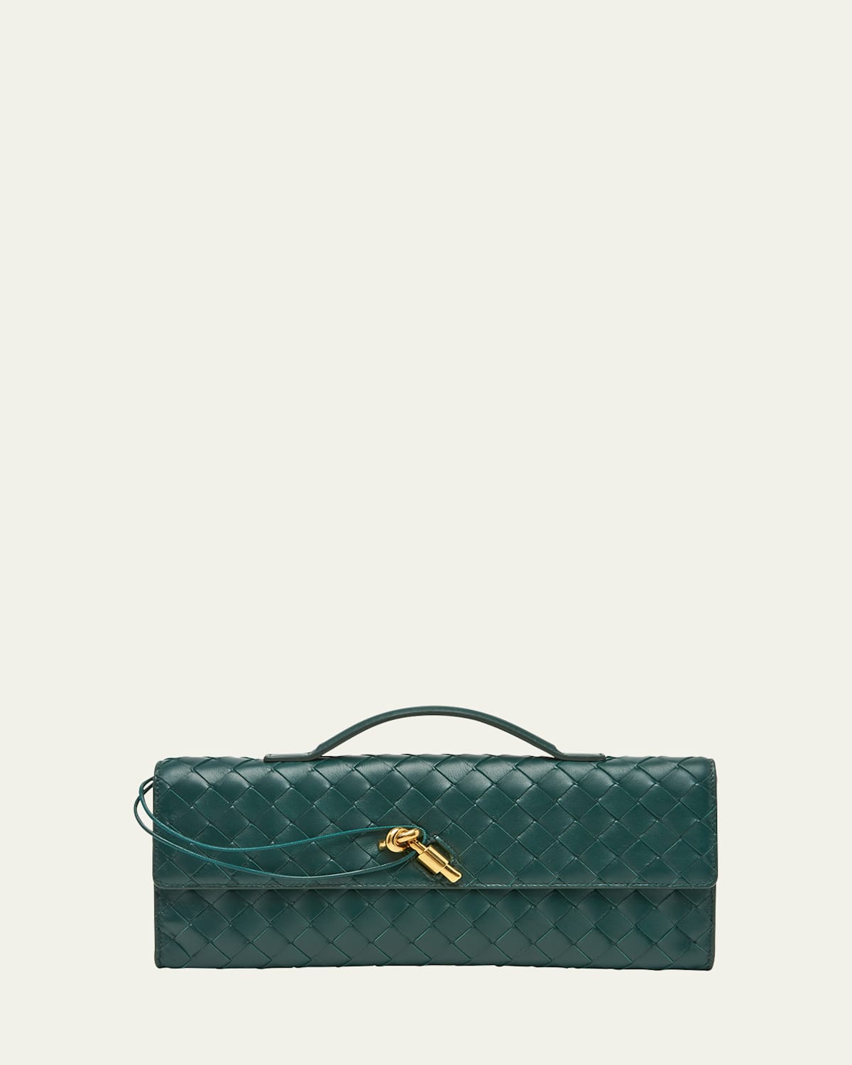 Shop Bottega Veneta Long Andiamo Clutch Bag With Handle In Emerald