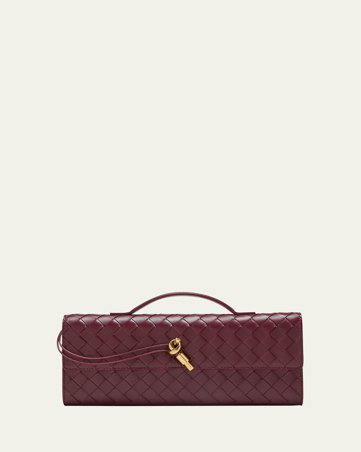 Bottega Veneta Long Andiamo Clutch Bag With Handle In Barolo