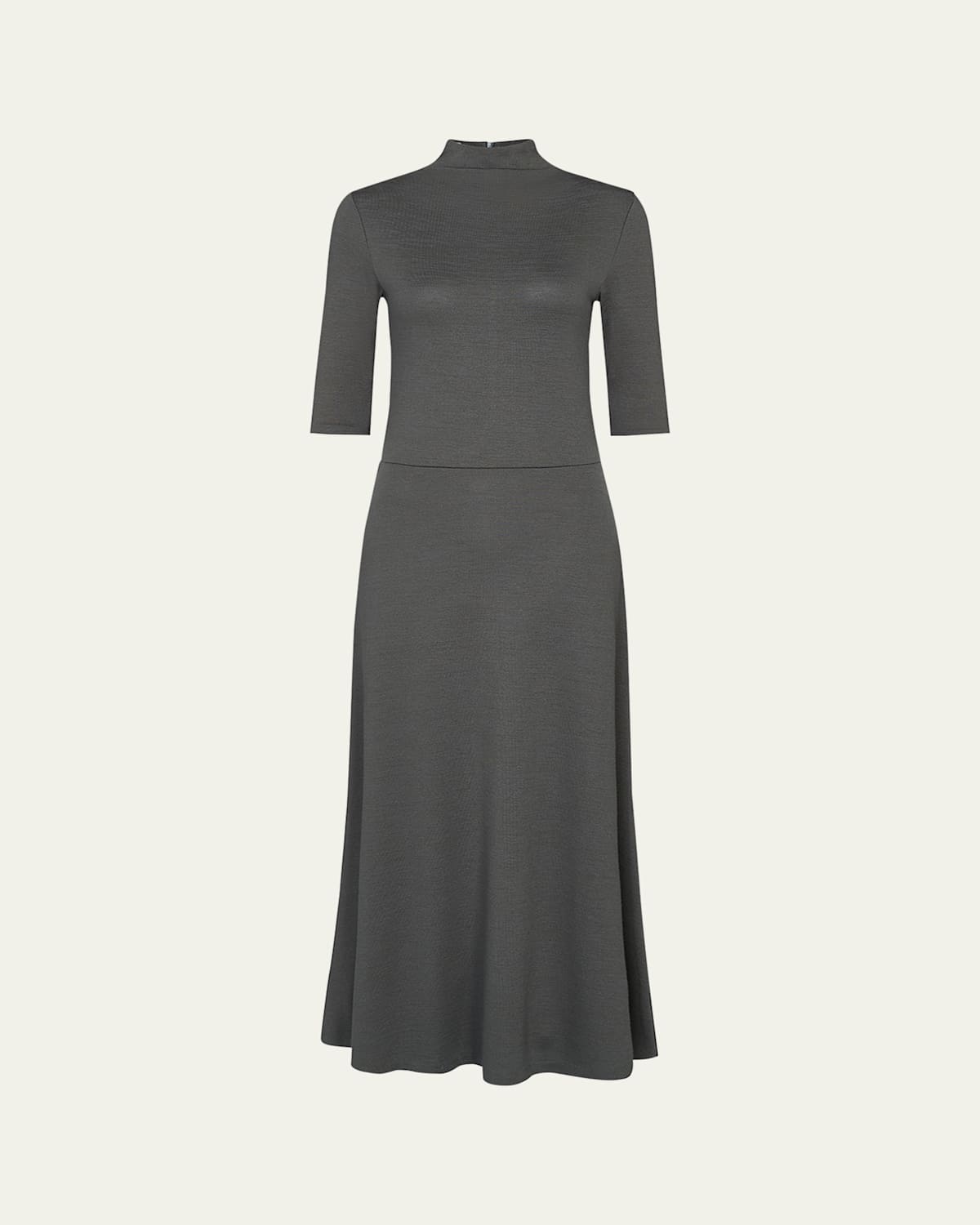 Vince Elbow-sleeve Turtleneck Midi Dress In Green