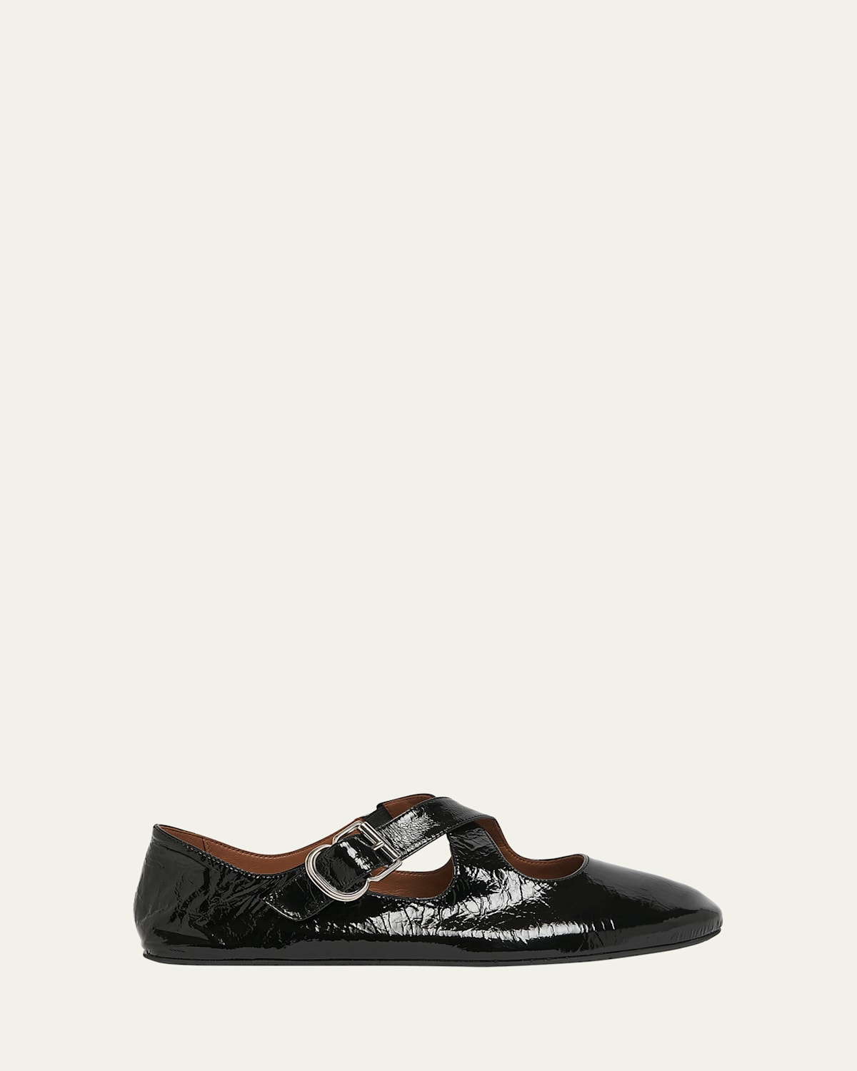 Alaïa Azzedine Alaia Womens Black Criss Cross Patent-leather Ballet Flats In Noir