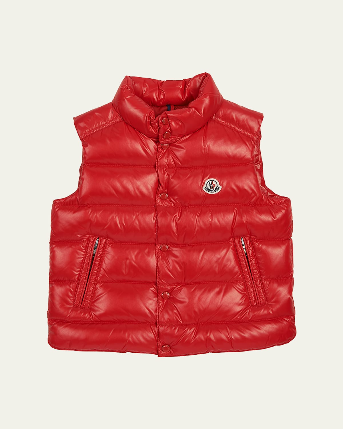 Moncler Kid's Tib Logo Quilted Vest In Red