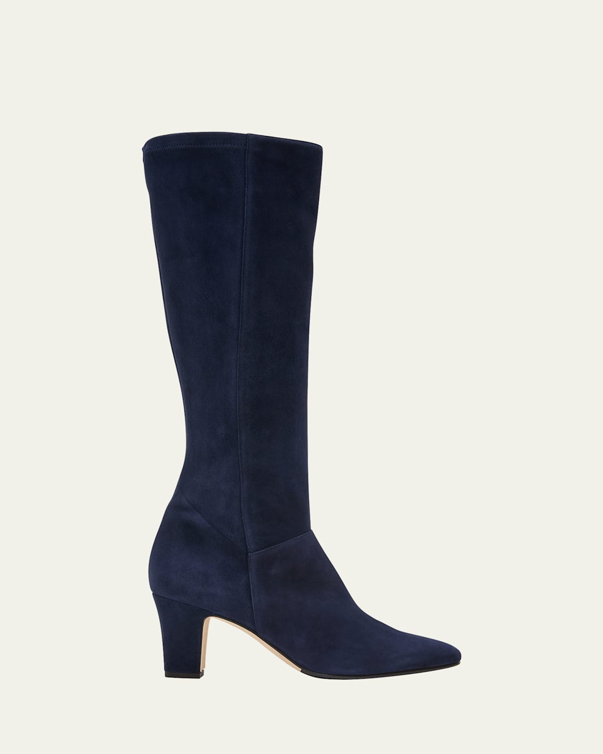 Manolo Blahnik Pitana Suede Block-heel Knee Boots In Navy