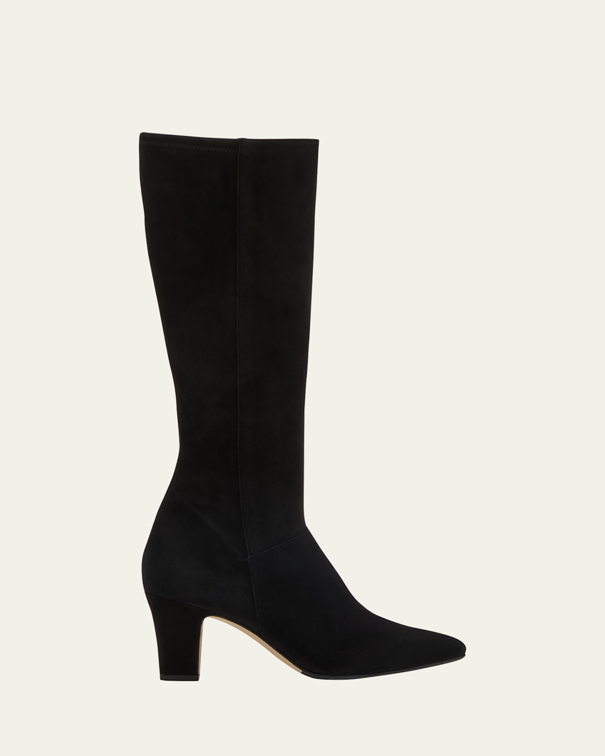Manolo Blahnik Pitana Suede Block-heel Knee Boots In Black