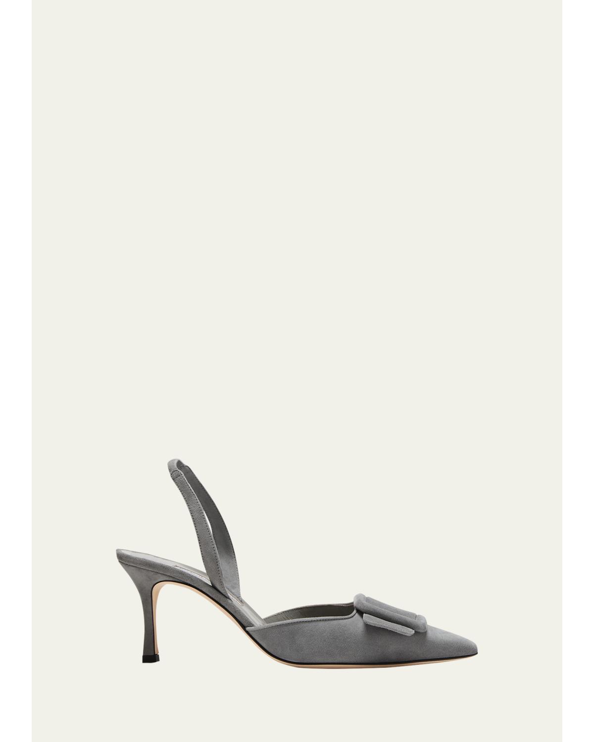 Maysli Suede Buckle Halter Pumps
