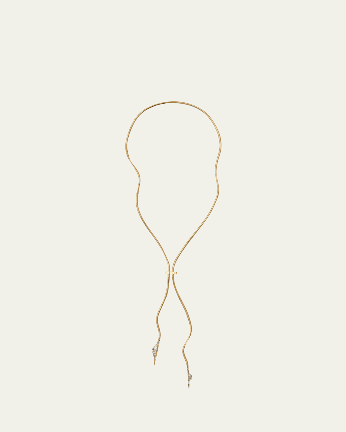 18K Yellow Gold Ruched Diamond Bolo Necklace