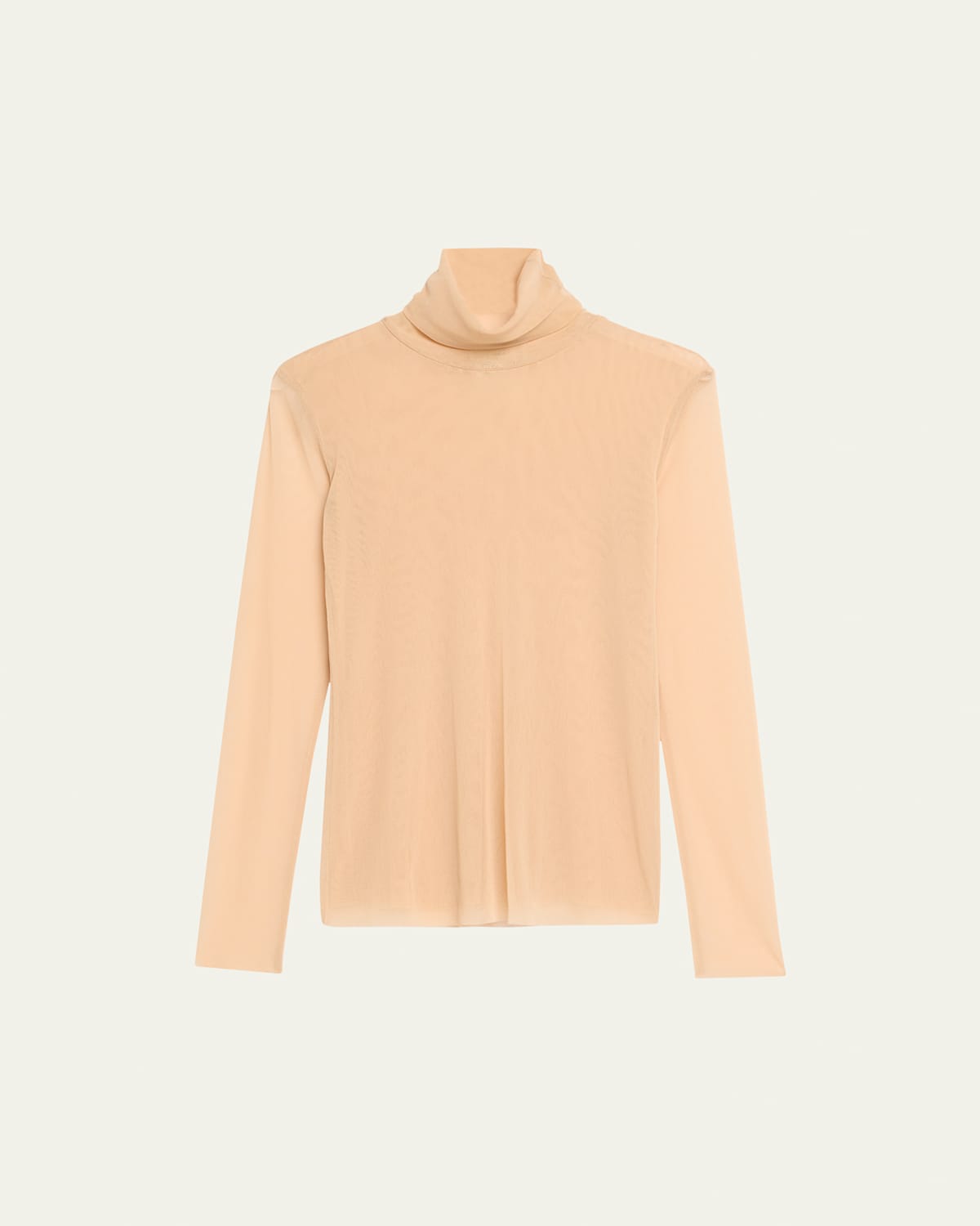 Long-Sleeve Turtleneck Tulle Blouse