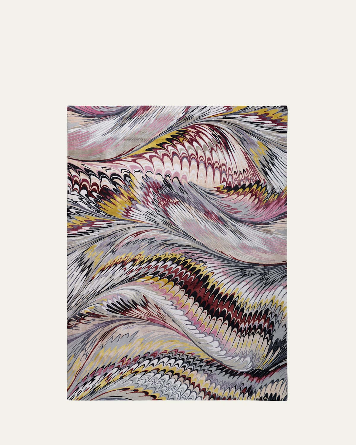 The Rug Company x Mary Katrantzou Feather Marble Maroon Hand-Knotted Rug, 6' x 9'