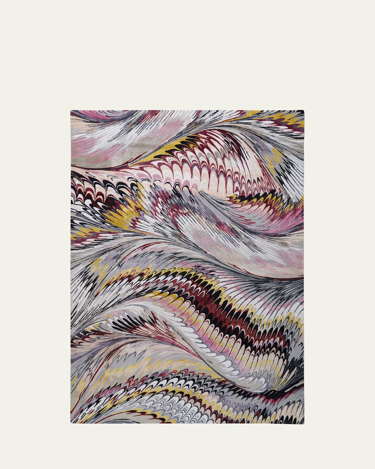 The Rug Company x Mary Katrantzou Feather Marble Maroon Hand-Knotted Rug, 8' x 10'