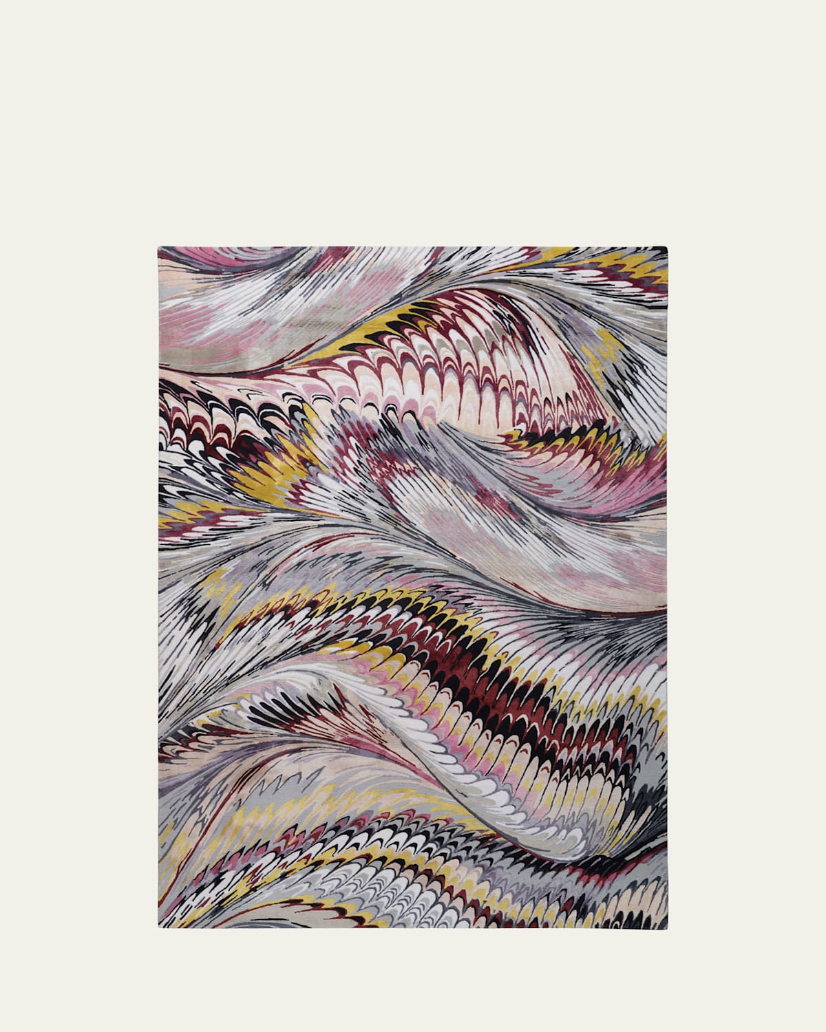 The Rug Company x Mary Katrantzou Feather Marble Maroon Hand-Knotted Rug, 9' x 12'