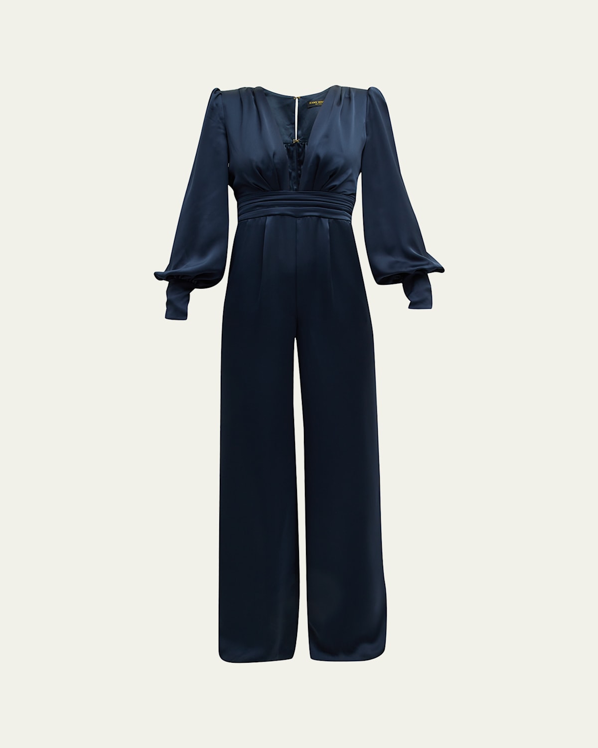 Ramy Brook Madelane Pleated Deep V-neck Jumpsuit In Navy