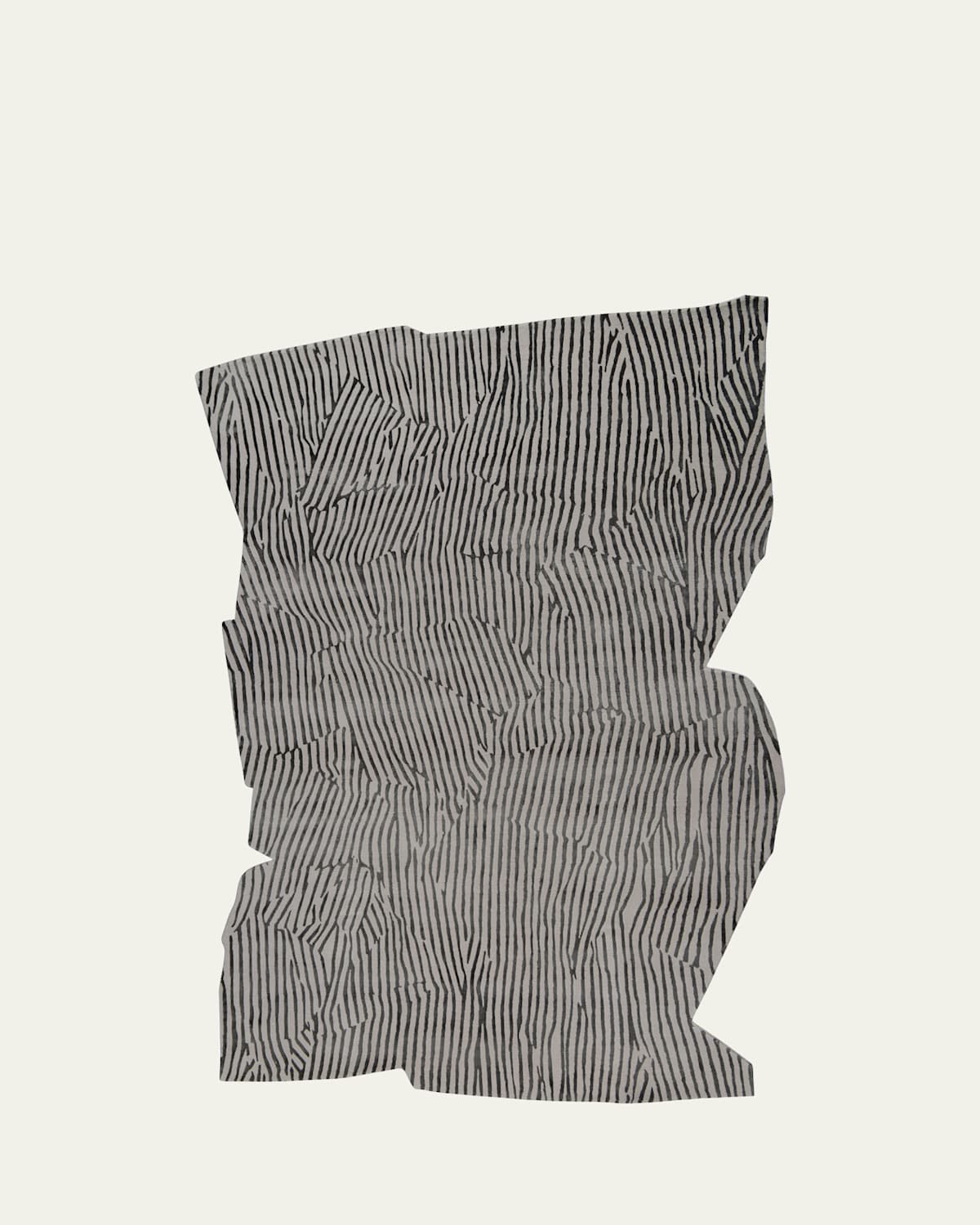 The Rug Company X Kelly Wearstler Avant Graphite Shaped Hand-knotted Rug, 6' X 9' In Black, White Multi
