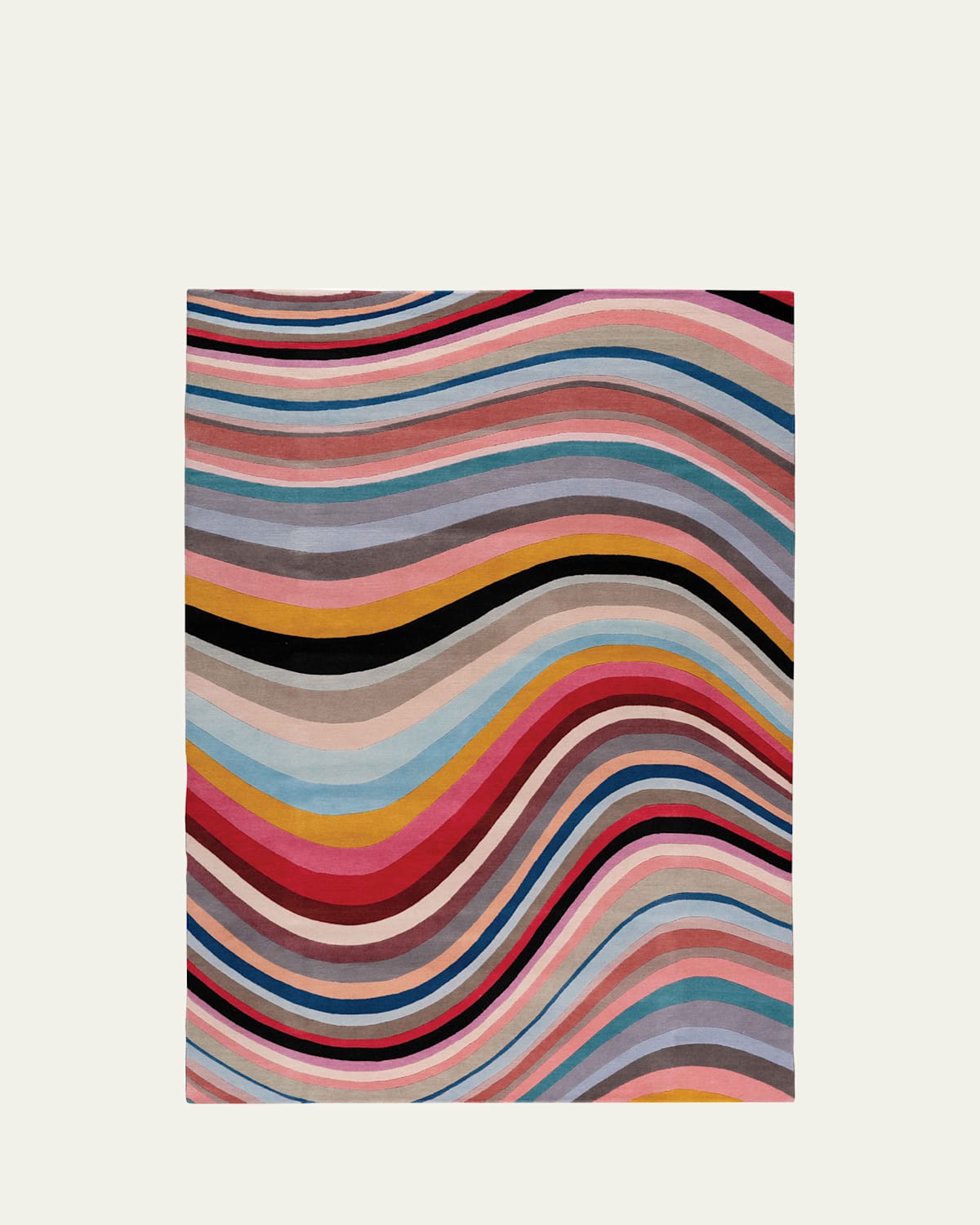 The Rug Company X Paul Smith Modern Swirl Hand-knotted Rug, 6' X 9' In Pink, Orange, Red Multi