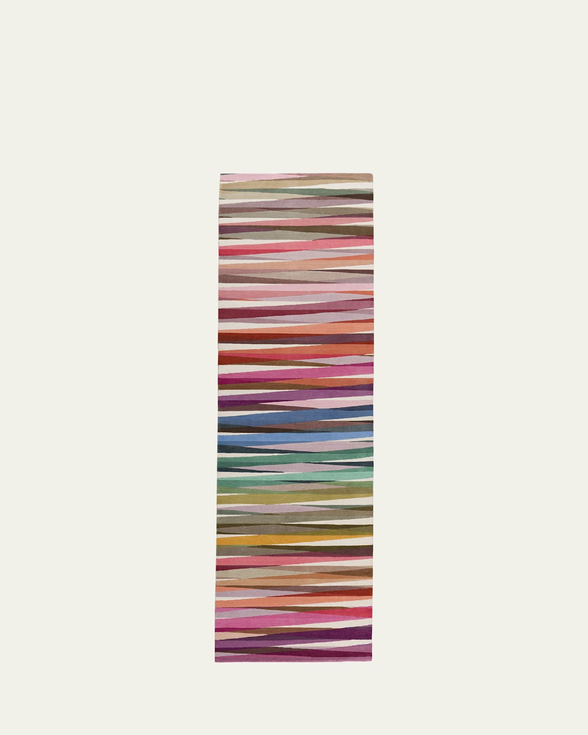 The Rug Company X Paul Smith Overlay Hand-knotted Runner, 3' X 10' In Red, Blue, Orange Multi